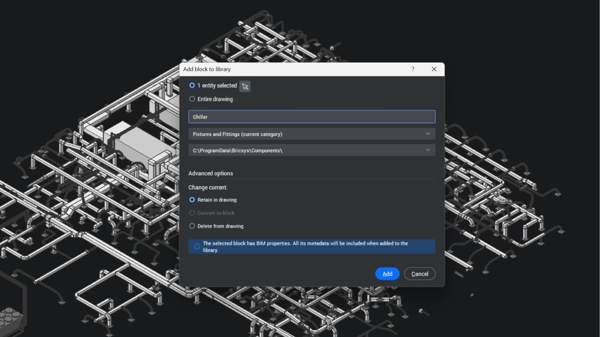 Blokken uit de CAD-bibliotheek